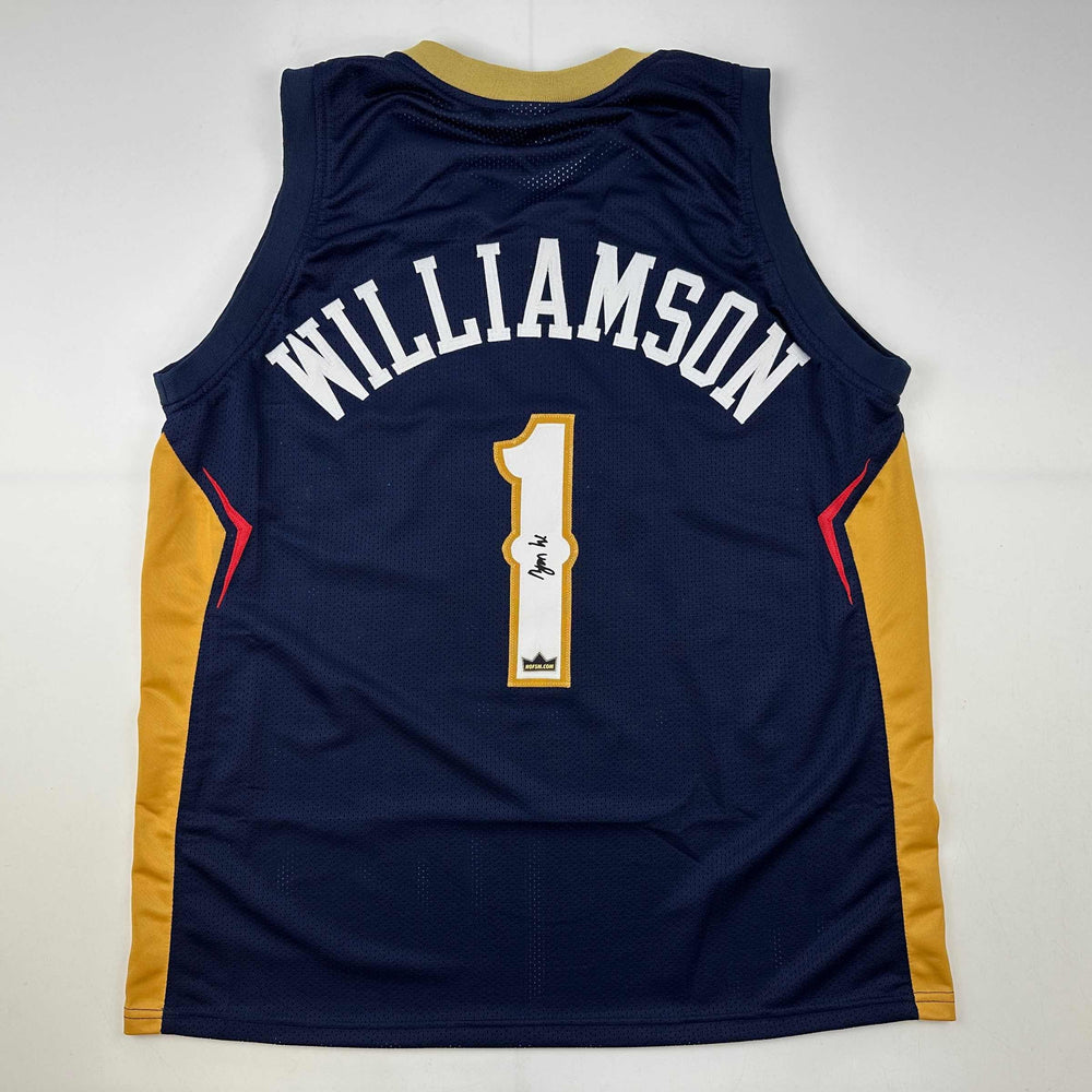 Facsimile Autographed Zion Williamson New Orleans Blue Reprint Laser Auto Basketball Jersey Size Men's XL (ONLINE ORDER ONLY)