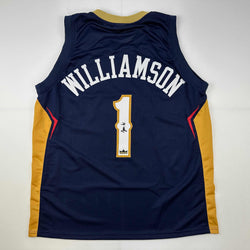 Facsimile Autographed Zion Williamson New Orleans Blue Reprint Laser Auto Basketball Jersey Size Men's XL (ONLINE ORDER ONLY)