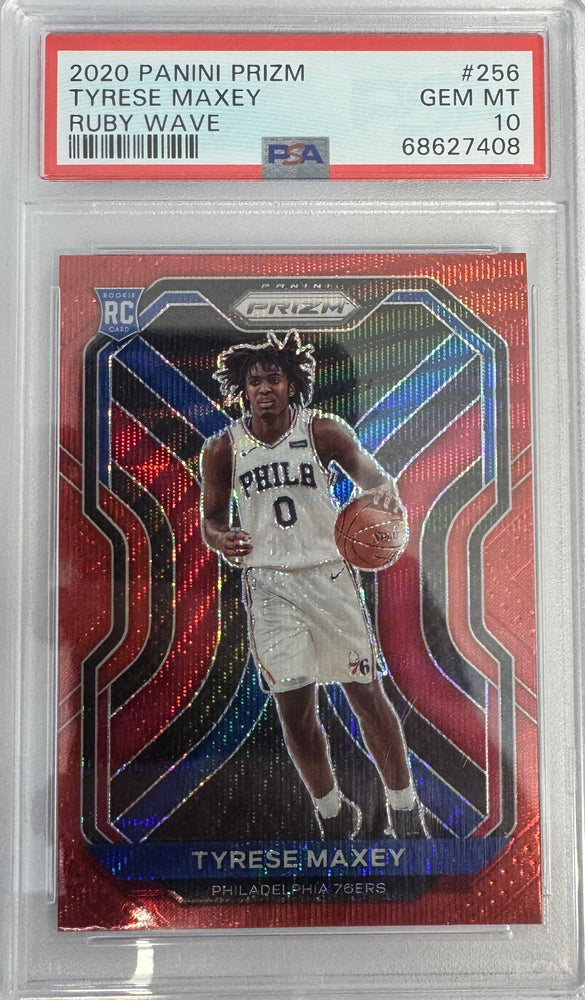 Graded 2020 Panini Prizm Tyrese Maxey #256 Ruby Wave Rookie RC Basketball Card PSA 10 Gem Mint
