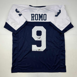 Facsimile Autographed Tony Romo Dallas Thanksgiving Day Reprint Laser Auto Football Jersey Size Men's XL (ONLINE ORDER ONLY)