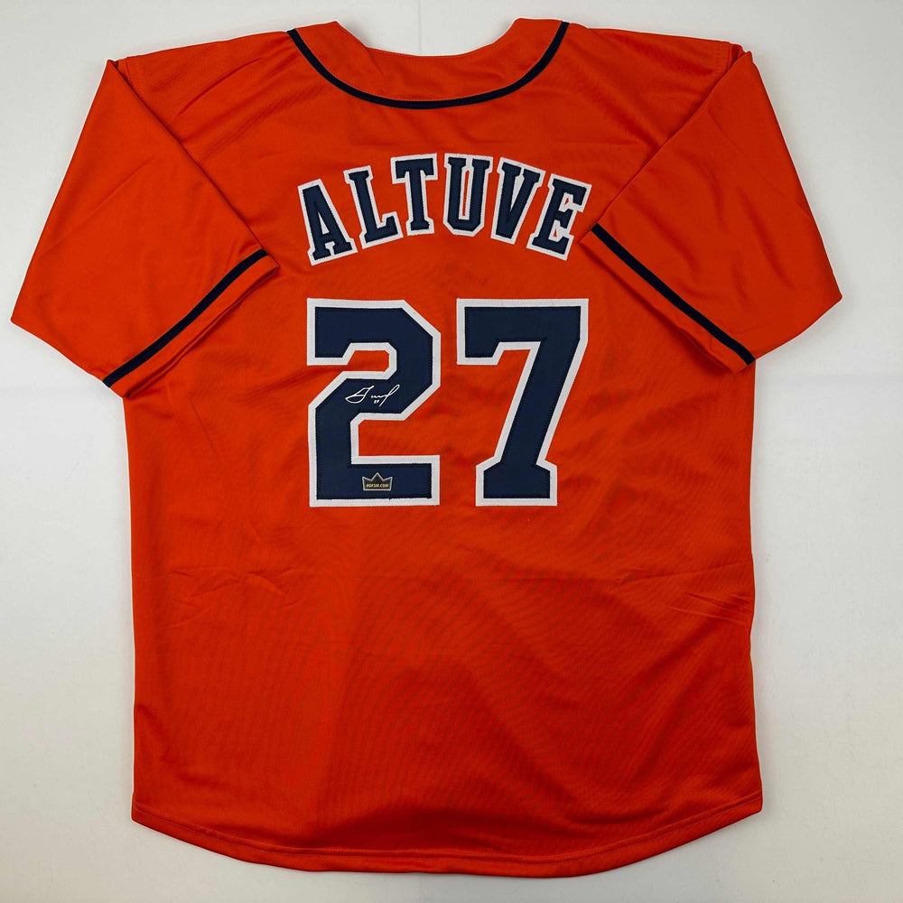 Facsimile Autographed Jose Altuve Houston Orange Reprint Laser Auto Baseball Jersey Size Men's XL (ONLINE ORDER ONLY)