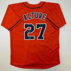 Facsimile Autographed Jose Altuve Houston Orange Reprint Laser Auto Baseball Jersey Size Men's XL (ONLINE ORDER ONLY)