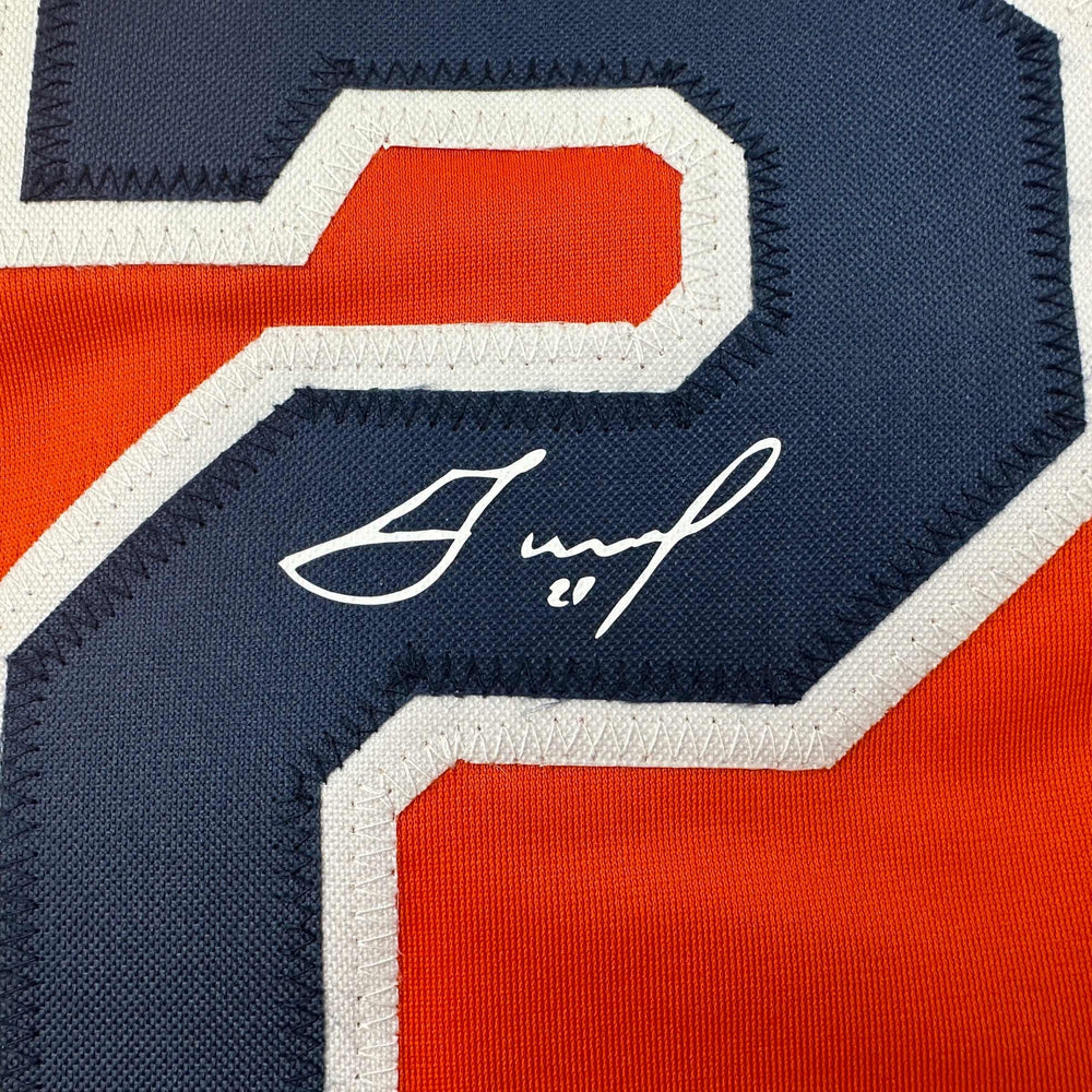 Facsimile Autographed Jose Altuve Houston Orange Reprint Laser Auto Baseball Jersey Size Men's XL (ONLINE ORDER ONLY)