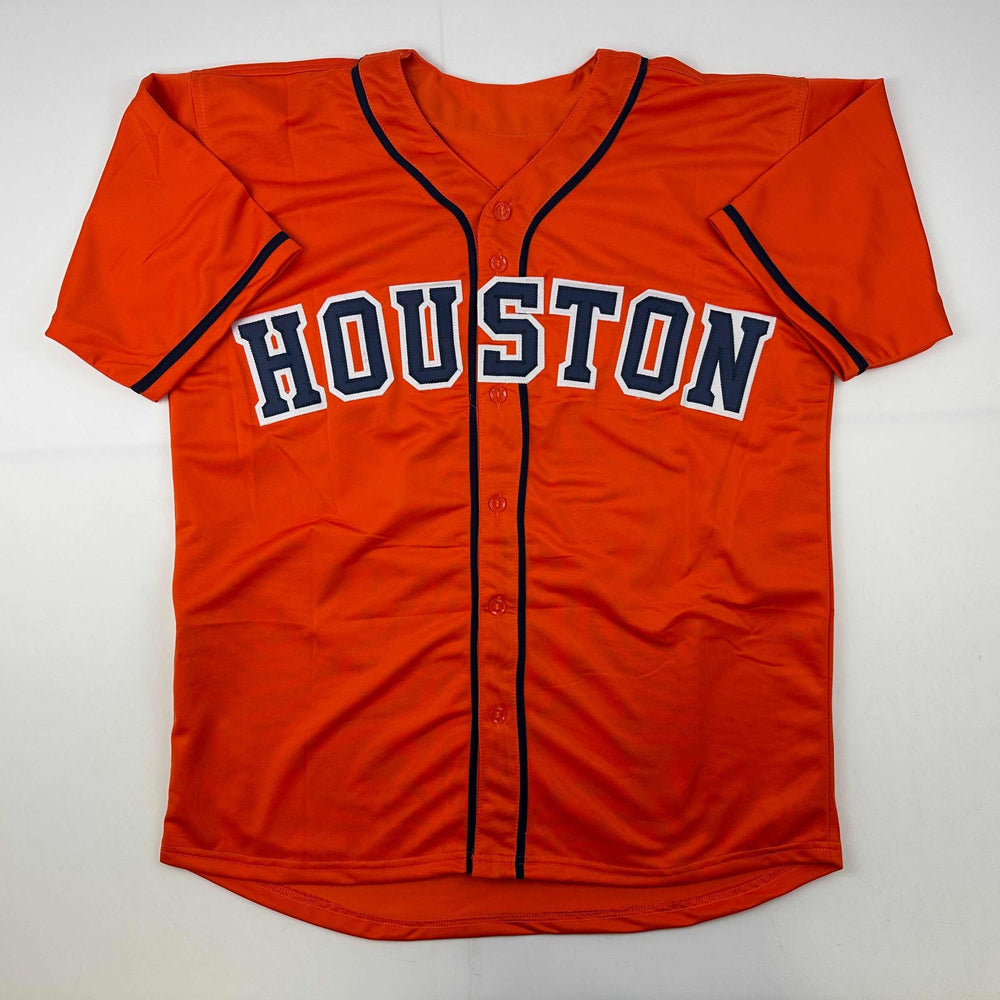 Facsimile Autographed Jose Altuve Houston Orange Reprint Laser Auto Baseball Jersey Size Men's XL (ONLINE ORDER ONLY)