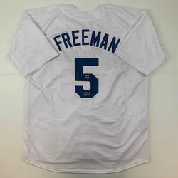 Facsimile Autographed Freddie Freeman Los Angeles LA White Reprint Laser Auto Baseball Jersey Size Men's XL (ONLINE ORDER ONLY)
