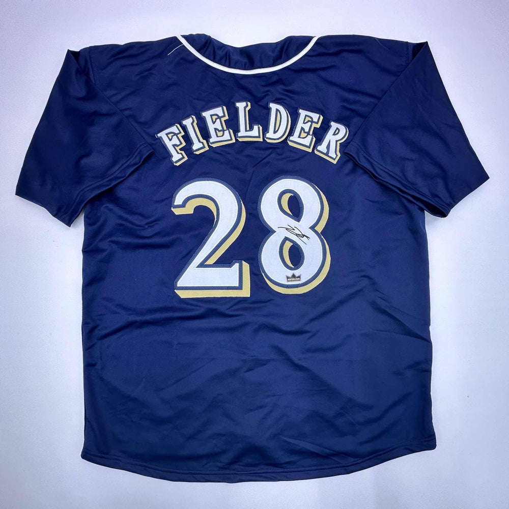 Facsimile Autographed Prince Fielder Milwaukee Blue Reprint Laser Auto Baseball Jersey Size Men's XL (ONLINE ORDER ONLY)