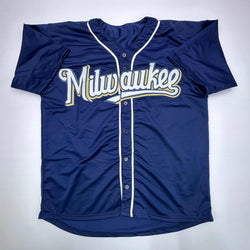 Facsimile Autographed Prince Fielder Milwaukee Blue Reprint Laser Auto Baseball Jersey Size Men's XL (ONLINE ORDER ONLY)
