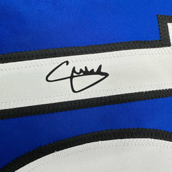 Framed Facsimile Autographed Christian Pulisic 35x39 Chelsea FC Blue Reprint Laser Auto Soccer Jersey (ONLINE ORDER ONLY)