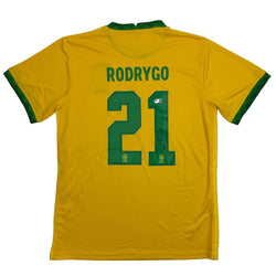 Autographed/Signed Rodrygo Silva de Goes Brazil Yellow Soccer World Cup Jersey Beckett BAS COA
