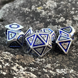 Cleric's Domain Blue & Silver Metal Dice Set (ONLINE ORDER ONLY)
