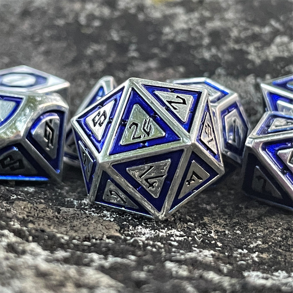 Cleric's Domain Blue & Silver Metal Dice Set (ONLINE ORDER ONLY)