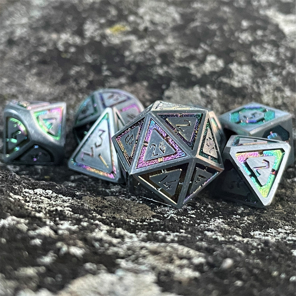 Cleric's Domain Silver Iridescent Metal Dice Set (ONLINE ORDER ONLY)