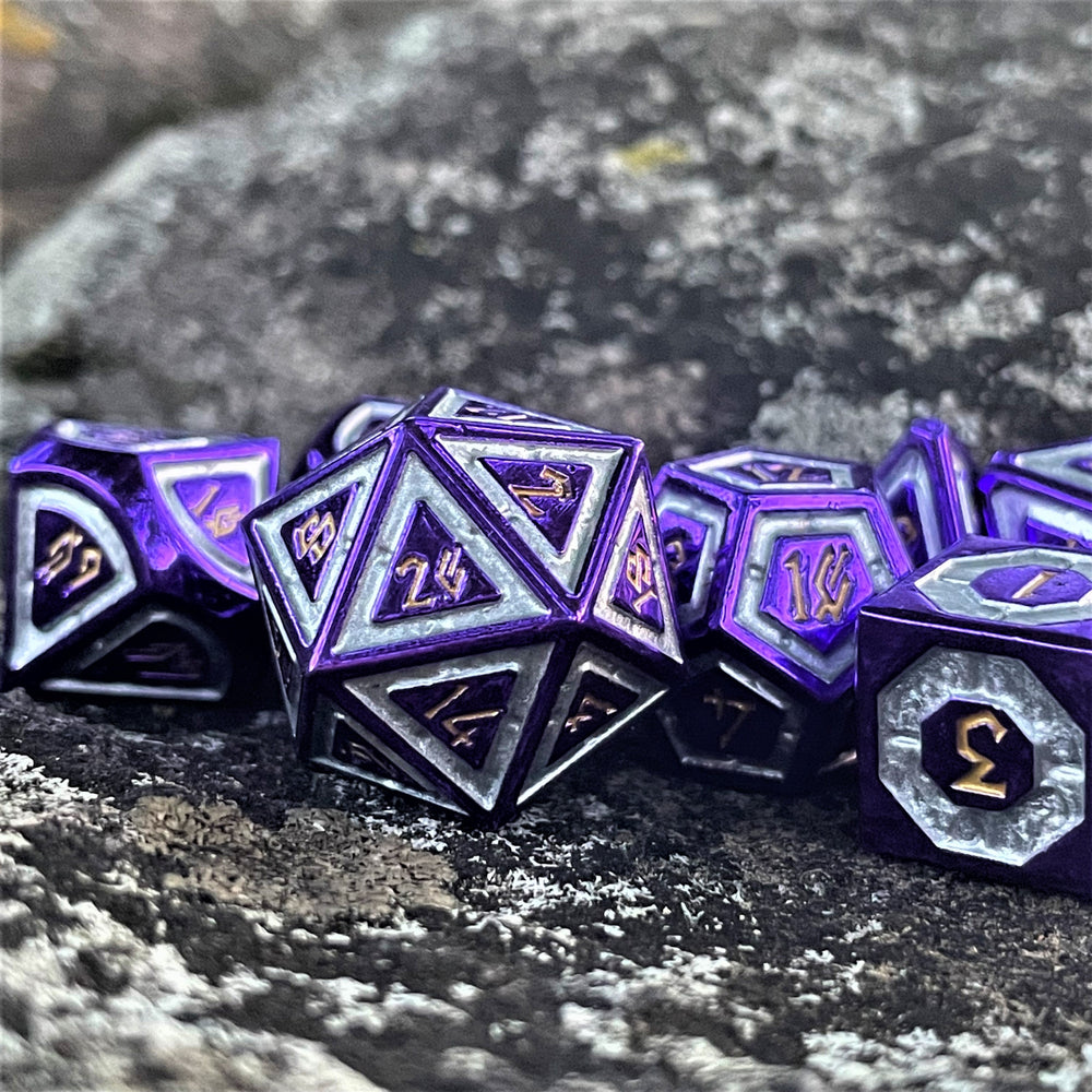 Cleric's Domain Purple And Silver Metal Dice Set (ONLINE ORDER ONLY)