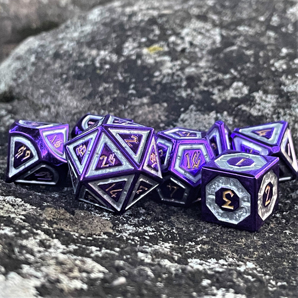 Cleric's Domain Purple And Silver Metal Dice Set (ONLINE ORDER ONLY)