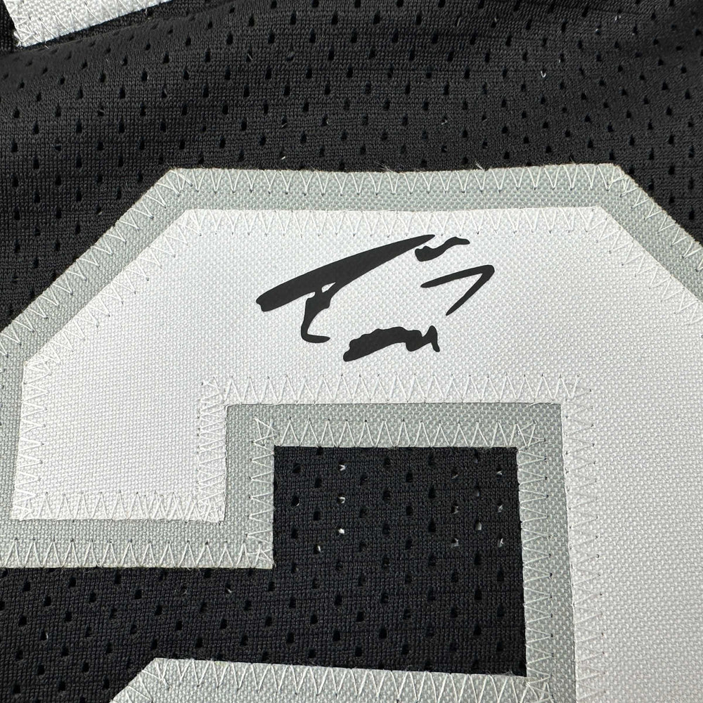 Facsimile Autographed Tim Duncan San Antonio Black Reprint Laser Auto Basketball Jersey Size Men's XL (ONLINE ORDER ONLY)