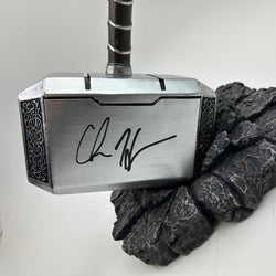 Autographed/Signed Chris Hemsworth Thor Mjolnir 17" Hammer with Base Marvel Avengers Infinity War End Game Replica Movie Prop Beckett BAS COA (ONLINE ORDER ONLY)
