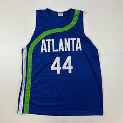 Facsimile Autographed Pistol Pete Maravich Atlanta Blue Reprint Laser Auto Basketball Jersey Size Men's XL (ONLINE ORDER ONLY)