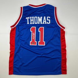 Facsimile Autographed Isiah Thomas Detroit Blue Reprint Laser Auto Basketball Jersey Size Men's XL (ONLINE ORDER ONLY)