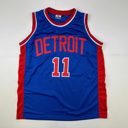 Facsimile Autographed Isiah Thomas Detroit Blue Reprint Laser Auto Basketball Jersey Size Men's XL (ONLINE ORDER ONLY)