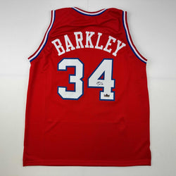 Facsimile Autographed Charles Barkley Philadelphia Red Reprint Laser Auto Basketball Jersey Size Men's XL (ONLINE ORDER ONLY)