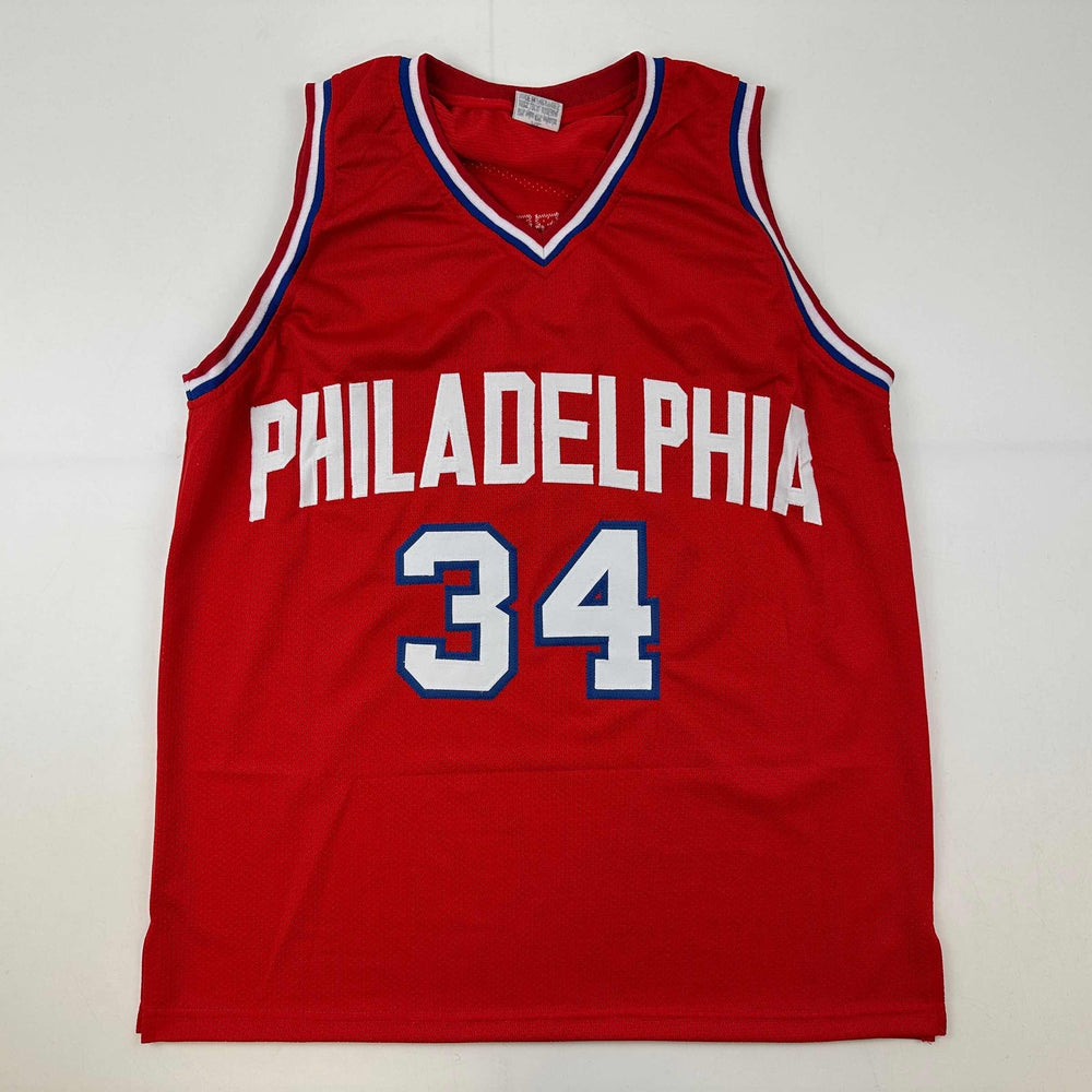 Facsimile Autographed Charles Barkley Philadelphia Red Reprint Laser Auto Basketball Jersey Size Men's XL (ONLINE ORDER ONLY)