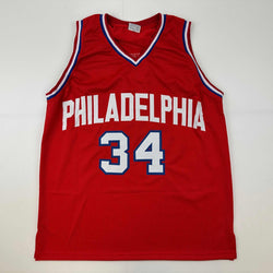 Facsimile Autographed Charles Barkley Philadelphia Red Reprint Laser Auto Basketball Jersey Size Men's XL (ONLINE ORDER ONLY)