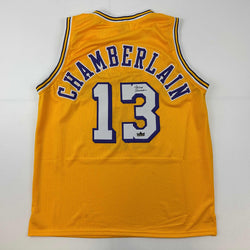 Facsimile Autographed Wilt Chamberlain Los Angeles LA Yellow Reprint Laser Auto Basketball Jersey Size Men's XL (ONLINE ORDER ONLY)