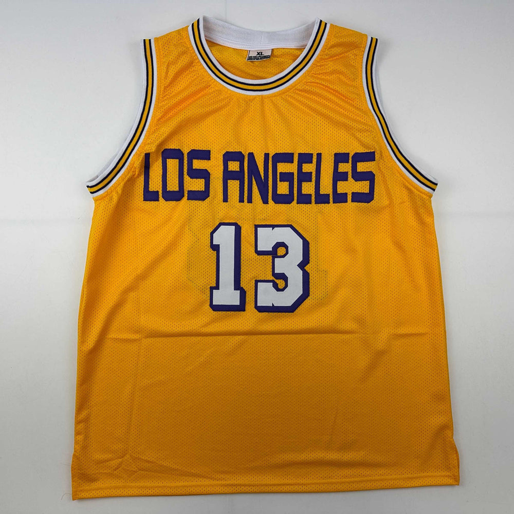 Facsimile Autographed Wilt Chamberlain Los Angeles LA Yellow Reprint Laser Auto Basketball Jersey Size Men's XL (ONLINE ORDER ONLY)