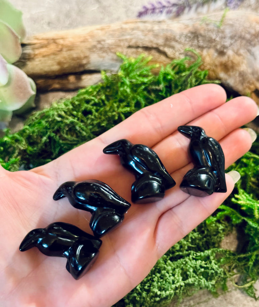 Black Obsidian Raven / Crow Figurine, Crystal Raven, Stone Crow (ONLINE ORDER ONLY)