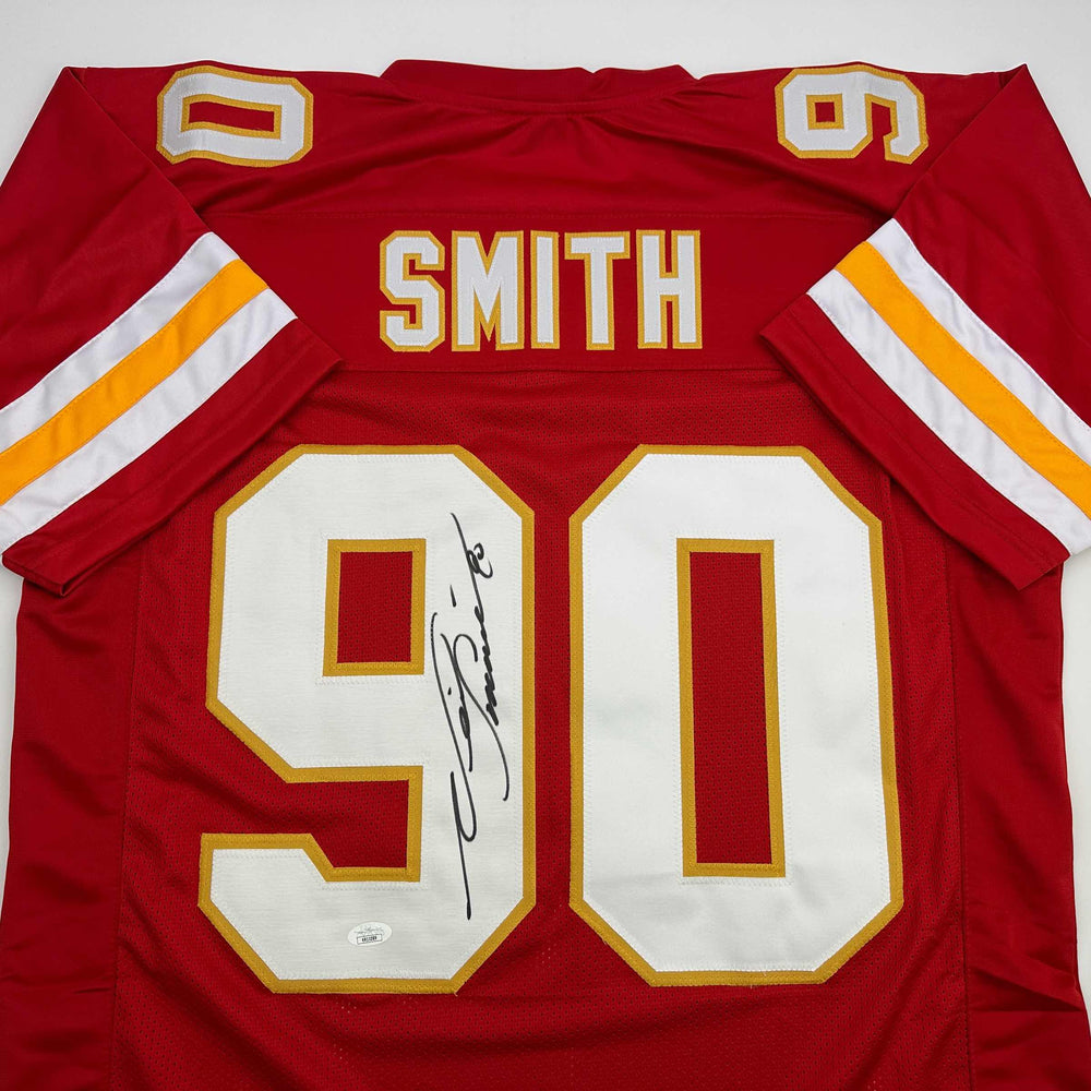 Autographed/Signed Neil Smith Kansas City Red Football Jersey JSA COA (ONLINE ORDER ONLY)