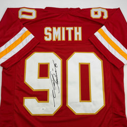 Autographed/Signed Neil Smith Kansas City Red Football Jersey JSA COA (ONLINE ORDER ONLY)