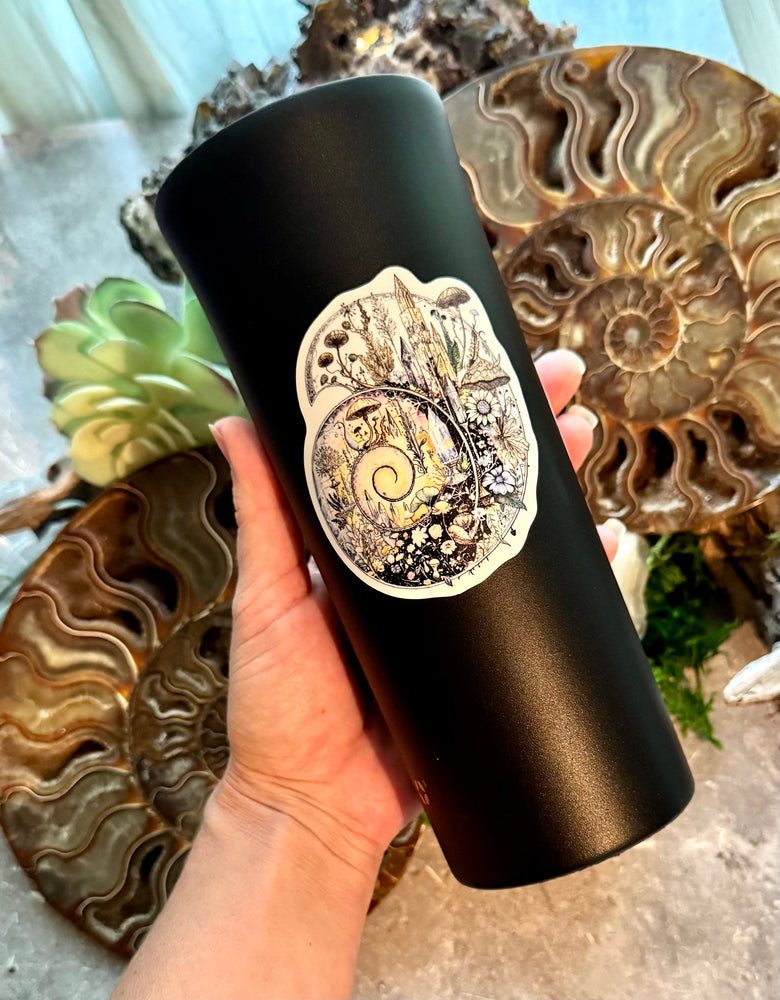 Ammonite Sticker – 3" Ancient Fossil Crystal Spiral Vinyl Decal (ONLINE ORDER ONLY)