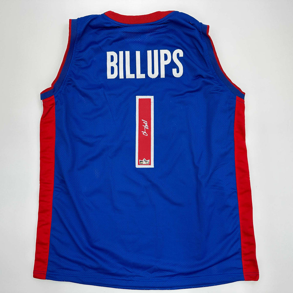 Facsimile Autographed Chauncey Billups Detroit Blue Reprint Laser Auto Basketball Jersey Size Men's XL (ONLINE ORDER ONLY)