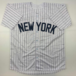 Facsimile Autographed Mariano Rivera New York Pinstripe Reprint Laser Auto Baseball Jersey Size Men's XL (ONLINE ORDER ONLY)