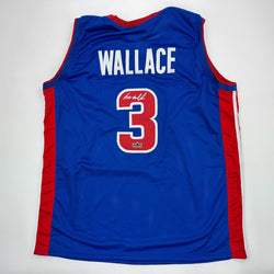 Facsimile Autographed Ben Wallace Detroit Blue Reprint Laser Auto Basketball Jersey Size Men's XL (ONLINE ORDER ONLY)