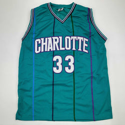 Facsimile Autographed Alonzo Mourning Charlotte Teal Reprint Laser Auto Basketball Jersey Size Men's XL (ONLINE ORDER ONLY)