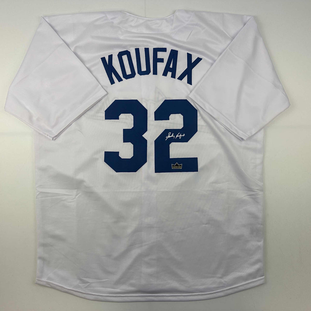 Facsimile Autographed Sandy Koufax Los Angeles LA White Reprint Laser Auto Baseball Jersey Size Men's XL (ONLINE ORDER ONLY)