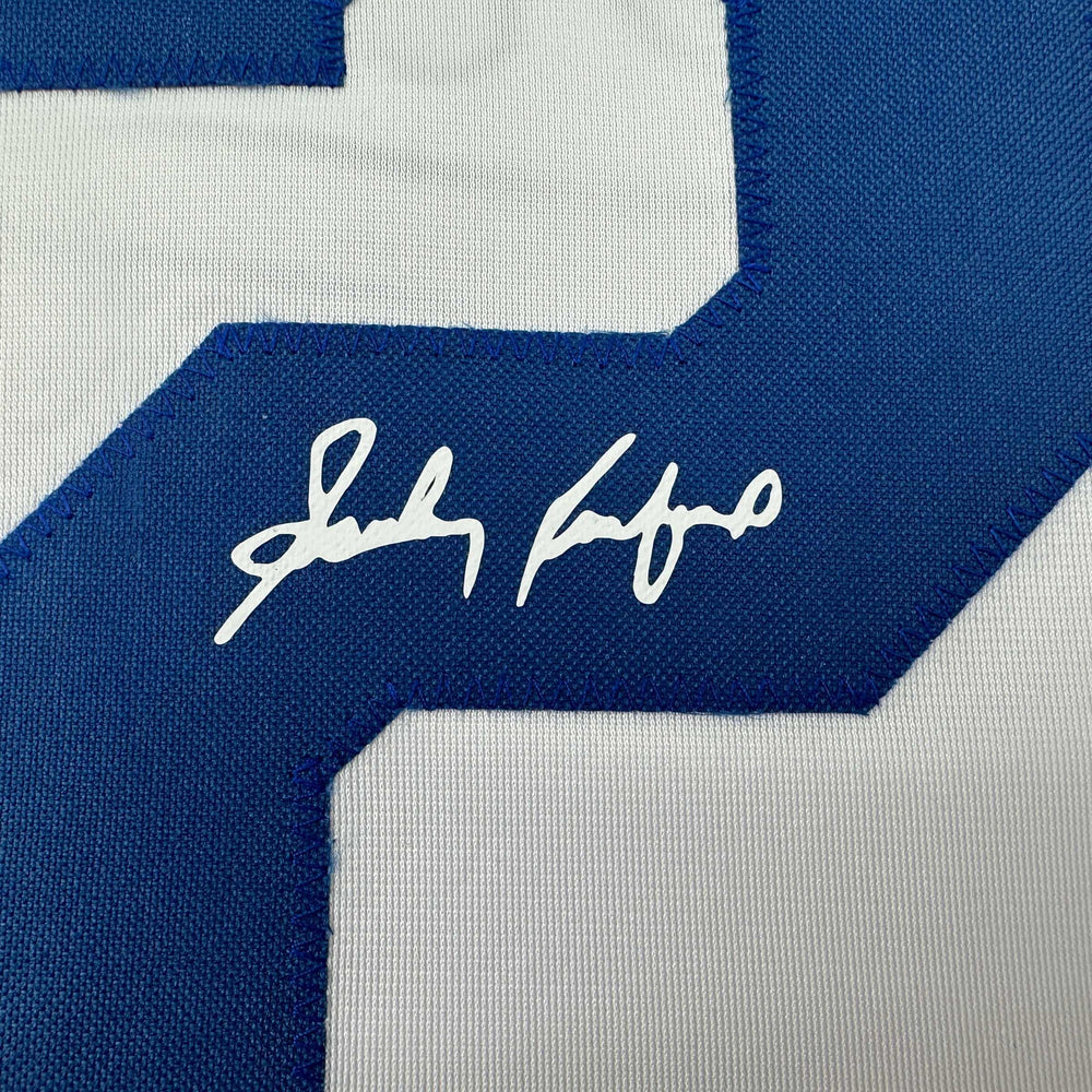 Facsimile Autographed Sandy Koufax Los Angeles LA White Reprint Laser Auto Baseball Jersey Size Men's XL (ONLINE ORDER ONLY)