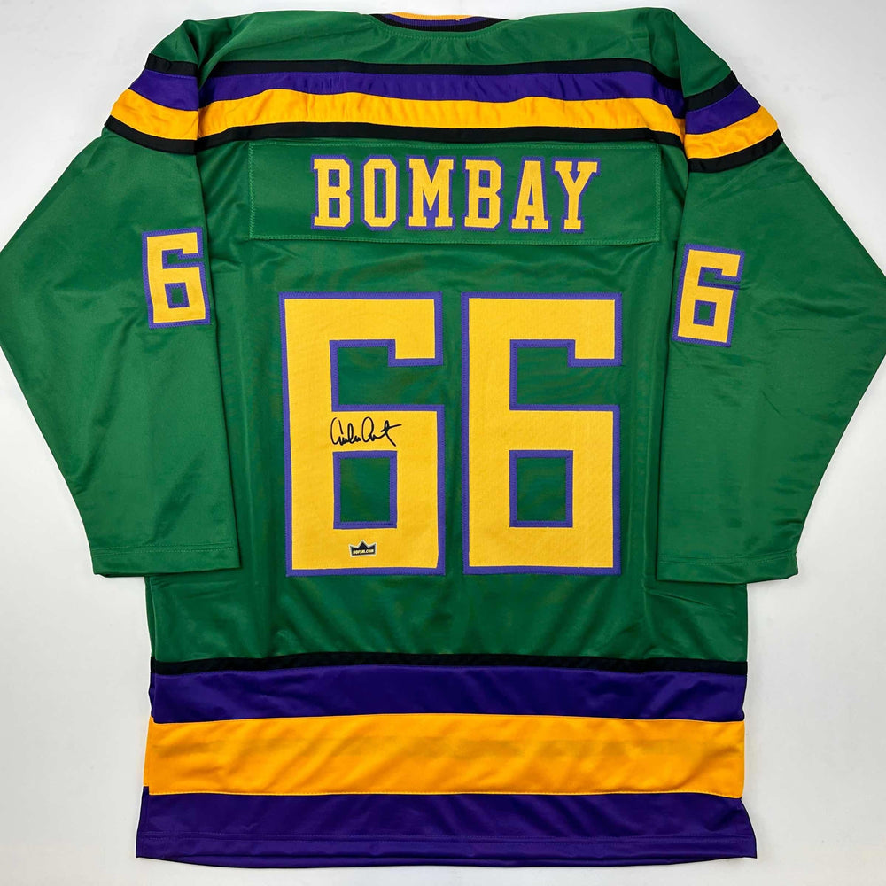 Facsimile Autographed Emilio Estevez Gordon Bombay Green Reprint Laser Auto Hockey Jersey Size Men's XL (ONLINE ORDER ONLY)