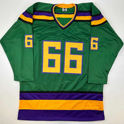 Facsimile Autographed Emilio Estevez Gordon Bombay Green Reprint Laser Auto Hockey Jersey Size Men's XL (ONLINE ORDER ONLY)