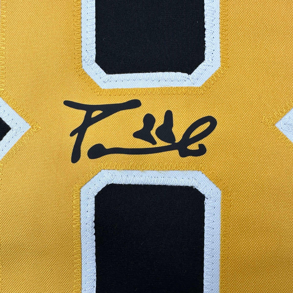 Facsimile Autographed David Pastrnak Boston Black Reprint Laser Auto Hockey Jersey Size Men's XL (ONLINE ORDER ONLY)