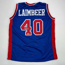 Facsimile Autographed Bill Laimbeer Detroit Blue Reprint Laser Auto Basketball Jersey Size Men's XL (ONLINE ORDER ONLY)