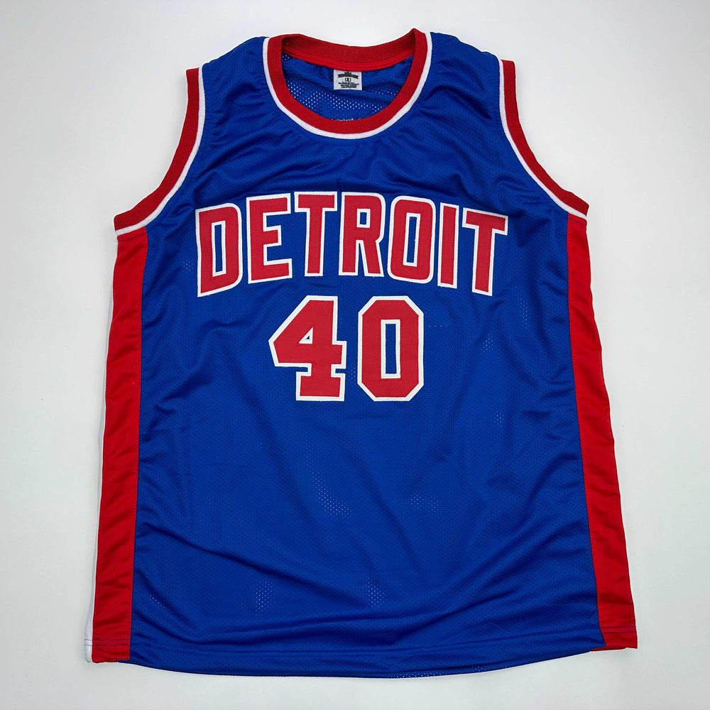 Facsimile Autographed Bill Laimbeer Detroit Blue Reprint Laser Auto Basketball Jersey Size Men's XL (ONLINE ORDER ONLY)