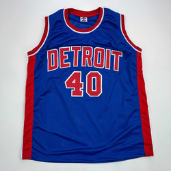 Facsimile Autographed Bill Laimbeer Detroit Blue Reprint Laser Auto Basketball Jersey Size Men's XL (ONLINE ORDER ONLY)