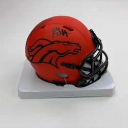 Autographed/Signed RJ R.J. Harvey Denver Broncos Speed Rave Collection Mini Football Helmet JSA COA