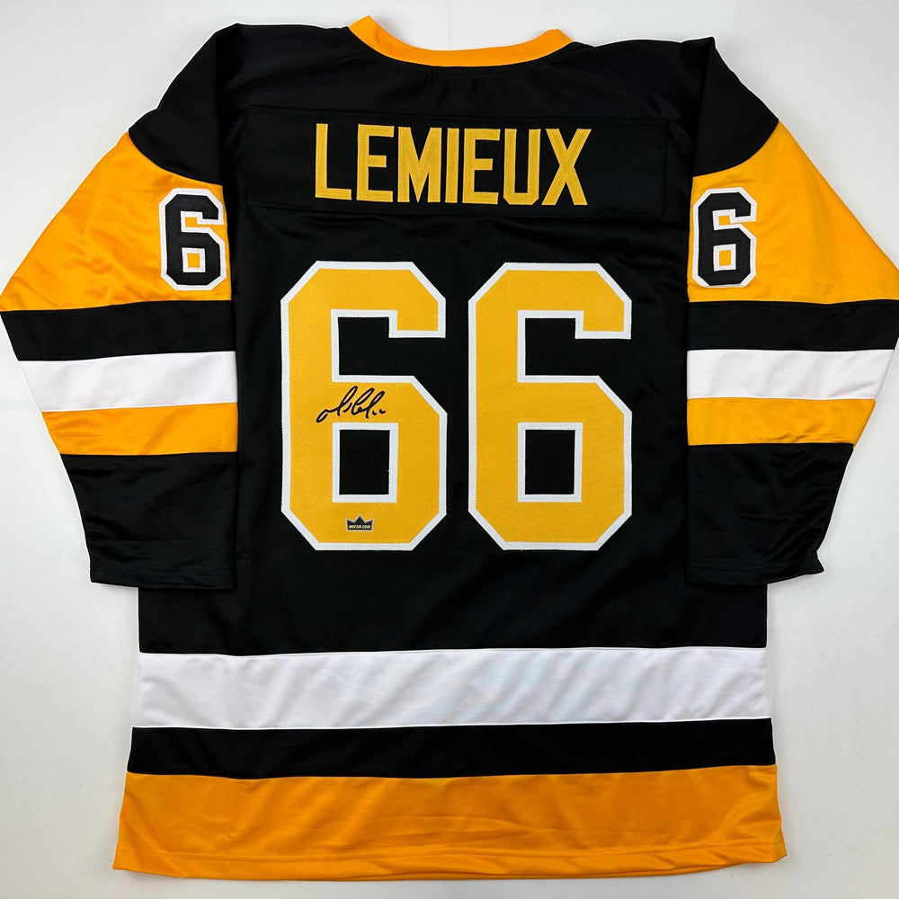 Facsimile Autographed Mario Lemieux Pittsburgh Black Reprint Laser Auto Hockey Jersey Size Men's XL (ONLINE ORDER ONLY)