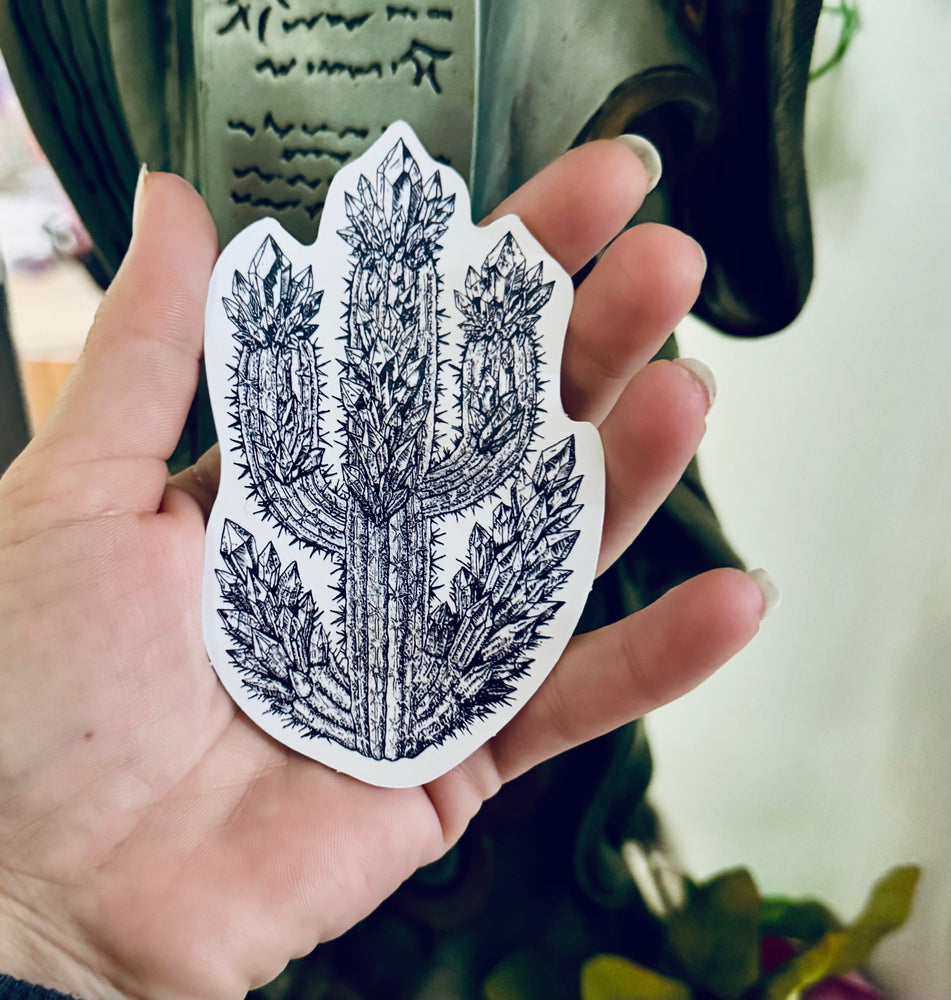 Crystal Cactus Sticker – 4" Mystical Desert Crystal Vinyl Decal (ONLINE ORDER ONLY)