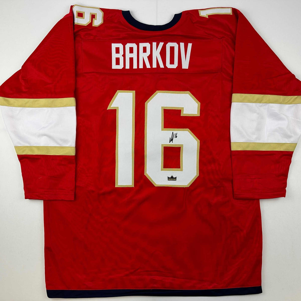 Facsimile Autographed Aleksander Barkov Florida Red Reprint Laser Auto Hockey Jersey Size Men's XL (ONLINE ORDER ONLY)