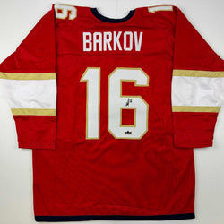 Facsimile Autographed Aleksander Barkov Florida Red Reprint Laser Auto Hockey Jersey Size Men's XL (ONLINE ORDER ONLY)