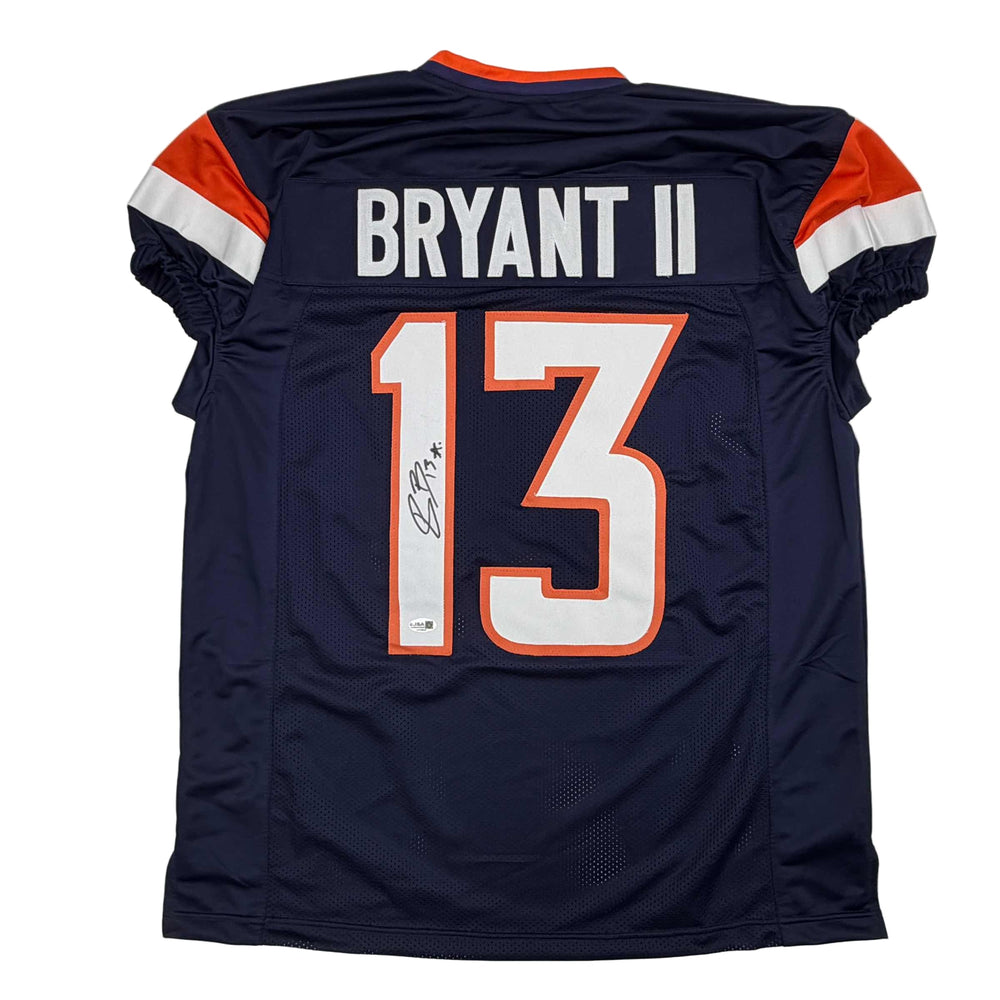 Autographed/Signed Pat Bryant II Denver Blue Pro Cut Football Jersey JSA COA (ONLINE ORDER ONLY)